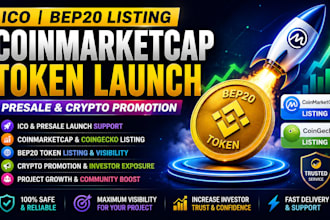 ico bep20 listing coinmarketcap token launch presale crypto promotion