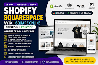 redesign squarespace printful printify shopify pod wix square booking website