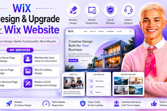 redesign wix home page, wix about us, our service, membership, wix pro gallery