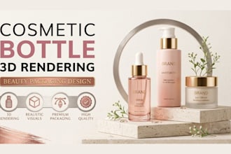 design cosmetic packaging and label with 3d product mockup