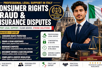 provide legal support for consumer rights, fraud and insurance disputes in italy