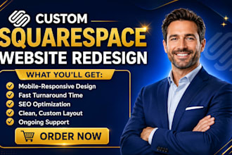 redesign squarespace website homepage landing page for business