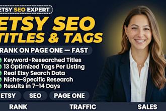 etsy digital product title and tags for first page rank