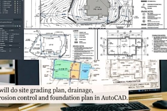 do site grading plan, drainage erosion control and foundation plan in autocad