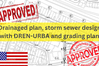 create drainage plan, storm sewer design with dren urba and grading plan