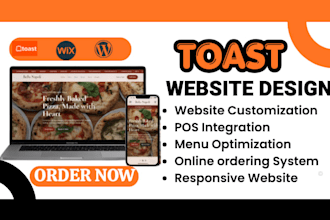 build a toast website for restaurant website with online ordering