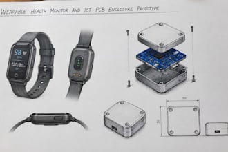 design wearable health monitor and iot pcb enclosure prototype in solidwork