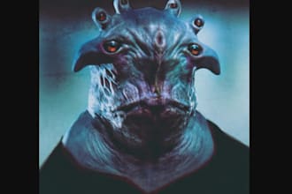 draw creature art,model dungeons and dragons, mythical creature animate 3d alien