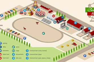 create custom vector map illustration event map site plan and venue map design