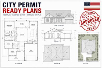 draw floor plan, elevation, section, roof and city permit plans