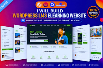 build wordpress online course website lms elearning academy membership website