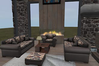 low li full perm 3d mesh fashion furniture set for 3d imvu or second life
