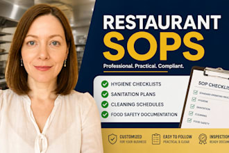write restaurant sops, hygiene checklists, sanitation and cleaning plans