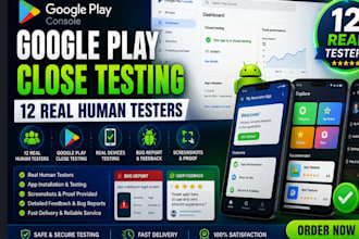 promote google play app close testing with 12 real testers or 20 app tester