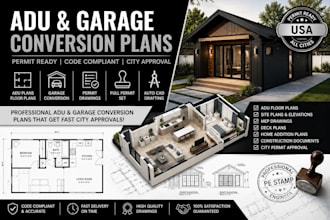 create adu permit plans and garage conversion drawings