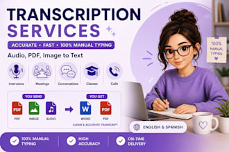 transcribe audio and convert pdf or images into text