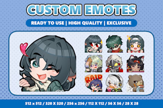 create custom chibi emotes for twitch, youtube, and discord