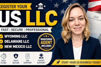 register US llc in wyoming, delaware and new mexico with registered agent