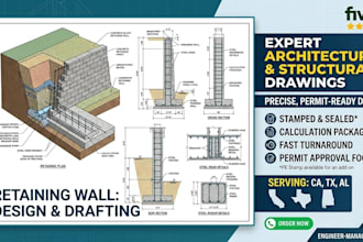 architectural structural drawing design retaining wall structural drafting ca al