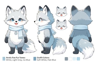 create cute furry character reference sheet