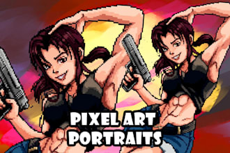 do pixel art characters portraits and assets illustration