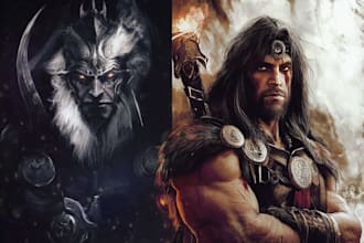 draw fantasy concept art character and dnd digtial painting portrait illustation