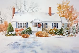 draw house illustration watercolor style