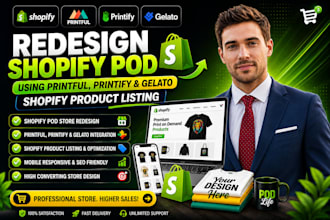 redesign shopify pod using printful printify gelato shopify product listing