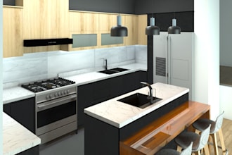 do photorealistic kitchen and interior 3d rendering