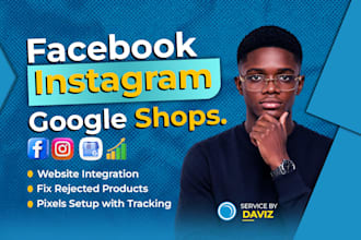 setup facebook shop, google shop and instagram shop