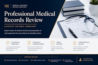 create a professional va disability medical records summary