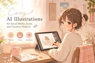 create cozy japanese style ai illustrations