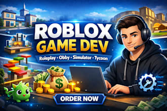 develop roblox roleplay obby, rpgs simulator tycoon full games lua scripter