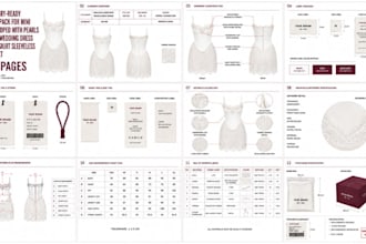 create corset gown corset dress and bustier tech pack cad sketch for production