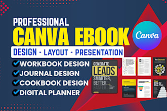 design canva ebook, paperback formatting, lead magnet, course workbook, journal