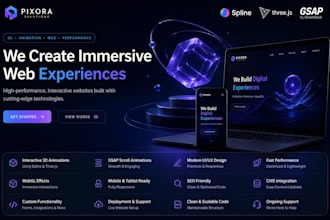 create wordpress webflow 3d animated website spline animation threejs webgl gsap