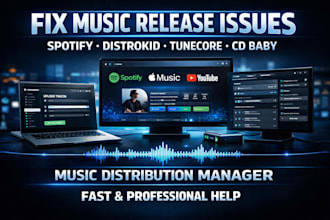 manage, fix issues, distribute your music to every available streaming platform