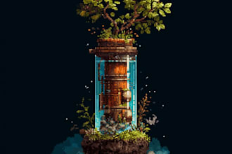 create steam capsule art in pixel art style