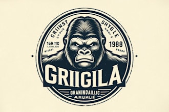 design an angry gorilla vintage mascot logo for your brand