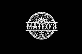 design monogram tacos restaurant food logo