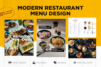 design modern and professional restaurant menu