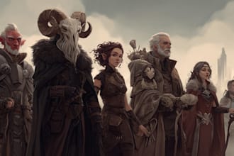 do group party character art, dnd party