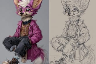 draw high quality furry art, furry oc, and anthro characters