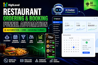 build gohighlevel restaurant ordering, booking and automation funnel