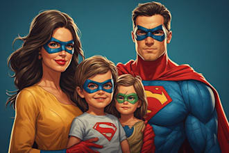 design a family superhero portraits for you