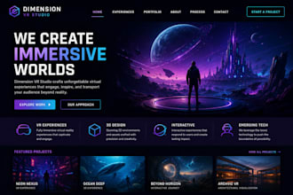 design squarespace VR experience studio website 3d portfolio site immersive site