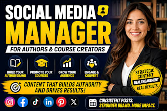 social media manager for authors and course creator