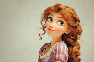 beautiful portrait in disney cartoon
