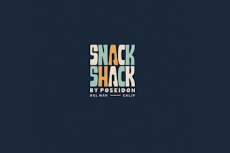 design playful coastal snack shack poseidon surf logo