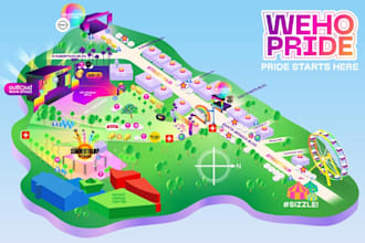 design a custom isometric map, event map, festival map and vector illustration